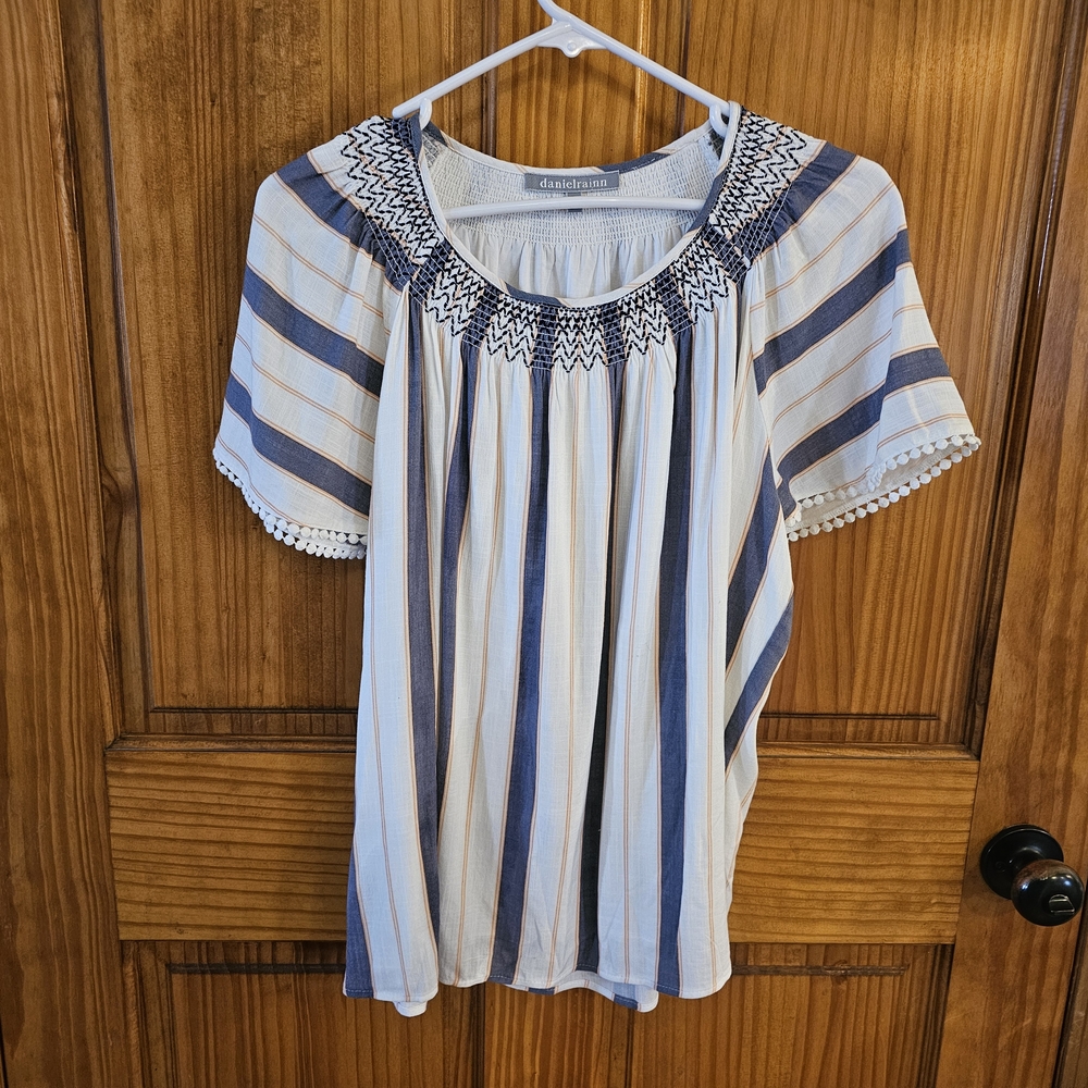 Daniel Rainn Blue and White Striped Blouse
